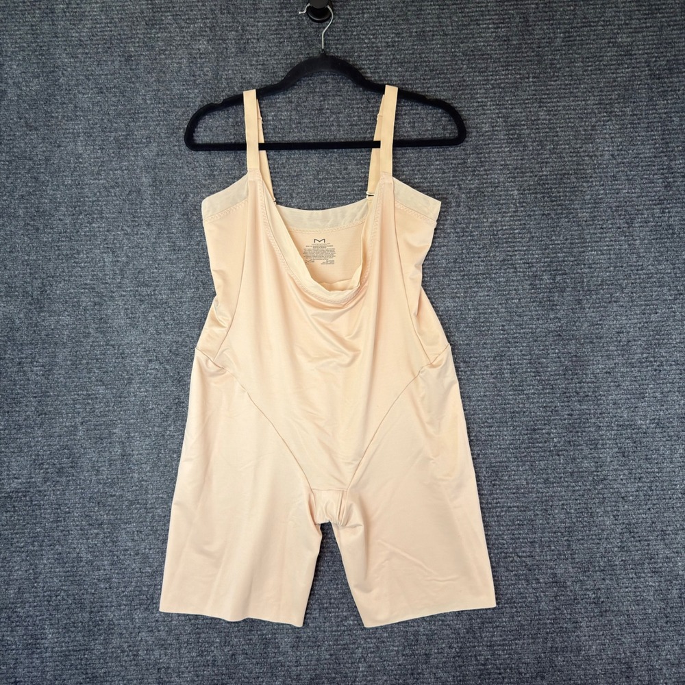 Maidenform Shapewear Bodysuit 2XL Beige Open Bust Body Shaper Mid Thigh WYOB